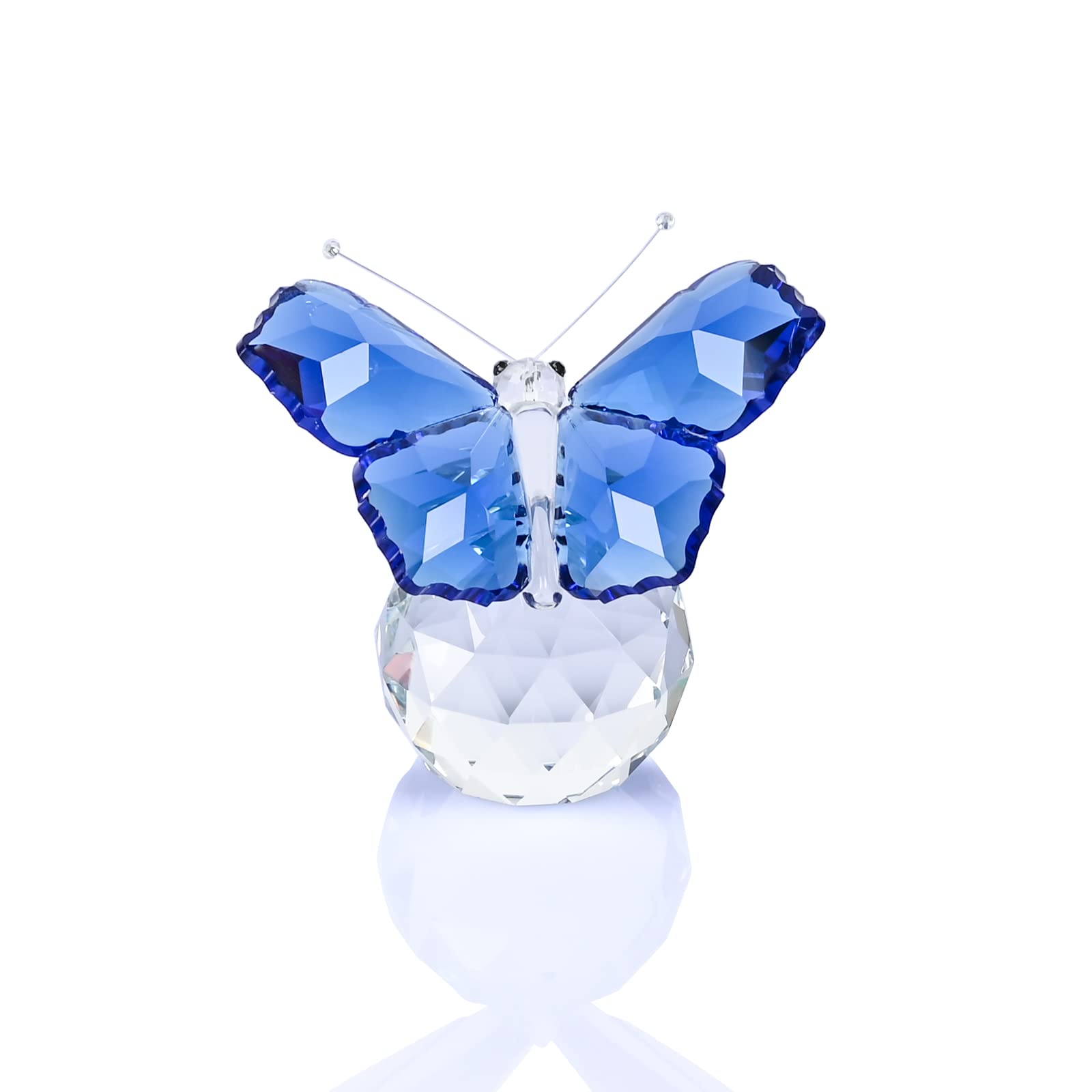 Photo 1 of Ingbear Crystal Flying Butterfly with Crystal Ball,Cystal Figurines for Home Decor,Glass Animals,Collectible Figurines Gift for Women Mothers Day Birthday(Blue) blue butterfly