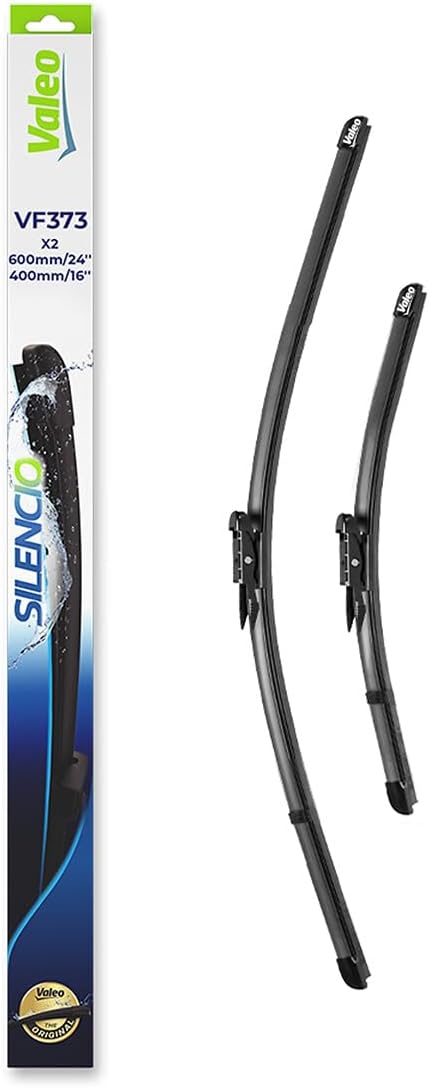 VALEO Silencio Wiper - VF373 - Kit of High Performance, Superior Road Visibility, Easy Installation Original Flat Blades 600mm/400mm - Front - Set of 2 Wiper Blades - 574473