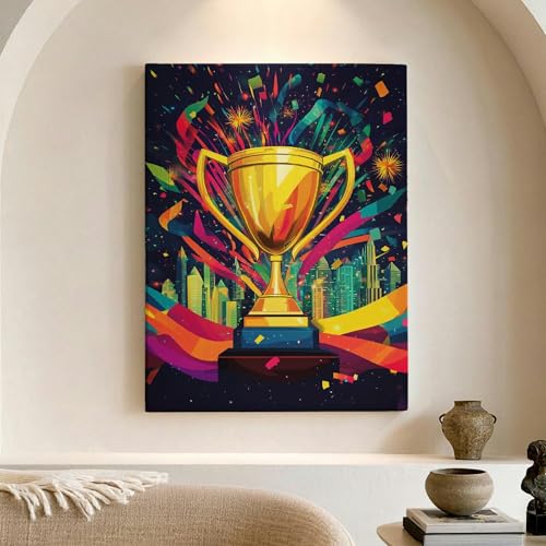 Toile abstraite Trophée de célébration, cadeau idéal pour pendaison de crémaillère
