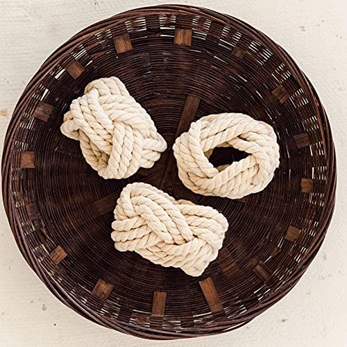 Cotton Jute Napkin Rings Set Of 4, Handmade Braided Burlap Napkin Ring, Natural Woven Rope Serviette Buckles Holder For Table Setting, Wedding, Thanksgiving Day, Daily Use And Home Decor (Jute) #TOP4