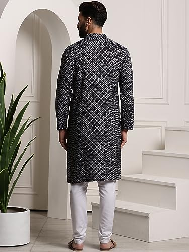 Image of SOJANYA (Since 1958 Men's Cotton Print Kurta & Churidar Pyjama Set