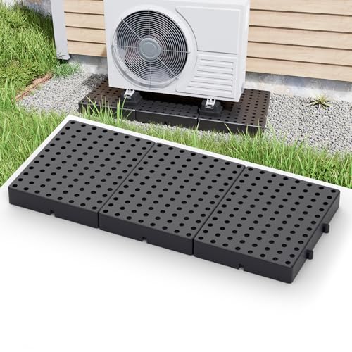Memrita Spliced Mini Split Pad for Ductless Air Conditioner Heat Pump Systems,Hollow Surface Condenser Pad for Prevent Rainwater Accumulation,35.5"x15.5"x2" Equipment Pad Ground Leveling Support Base