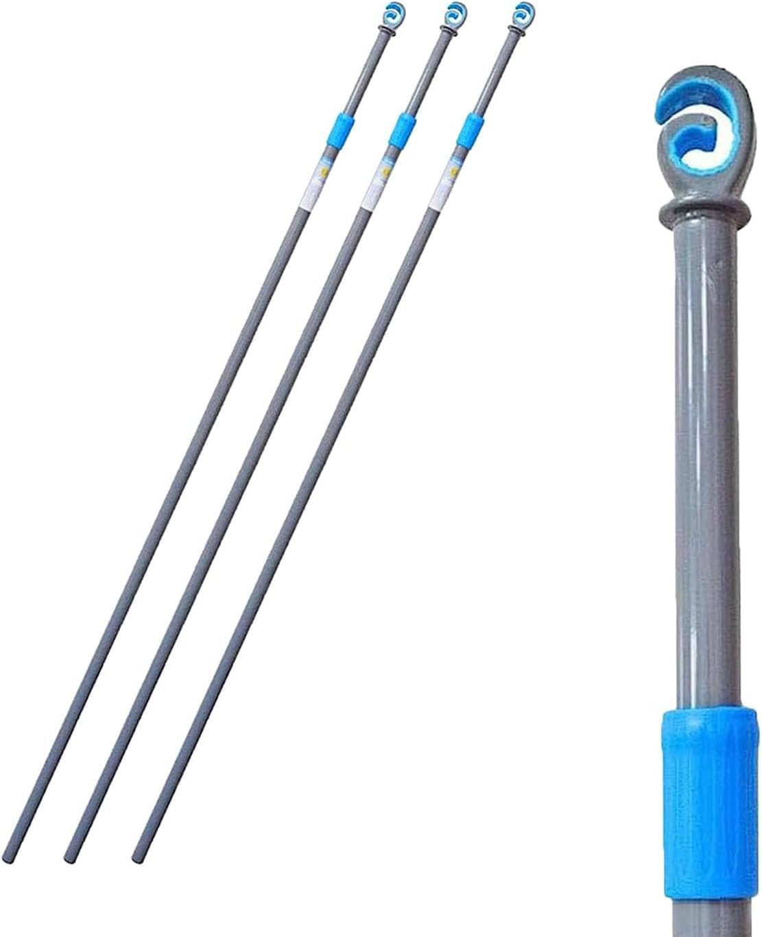 Heavy Duty Extendable Washing Line Support Pole 2.4m Telescopic Clothesline Prop Adjustable Outdoor Laundry Line Pole (3)