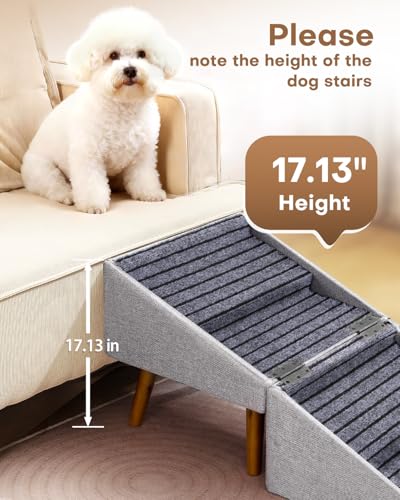 Image of 17.13 inch H Split Ottoman Dog Ramp for Couch and Bed, Non Slip Dog Stairs for Small Medium Large Dogs Cats Puppy