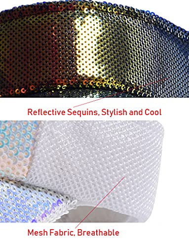 Keky Fashion Sequins Sun Visor Hats For Women Teen Girls Adjustable Bling Empty Top Baseball Cap For Running Tennis Beach (Black), One Size #TOP7