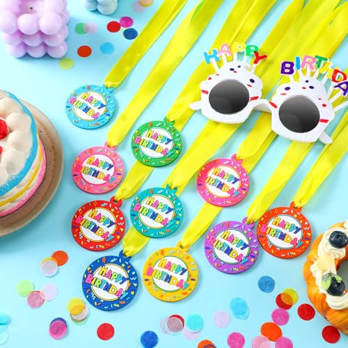 Weysat 60 Pcs Happy Birthday Medals 2 Inch Bulk Classroom Award Ribbons, Rubber Birthday Medals for Boys Girls Adults Gifts Home School Office Party Celebration Supplies
