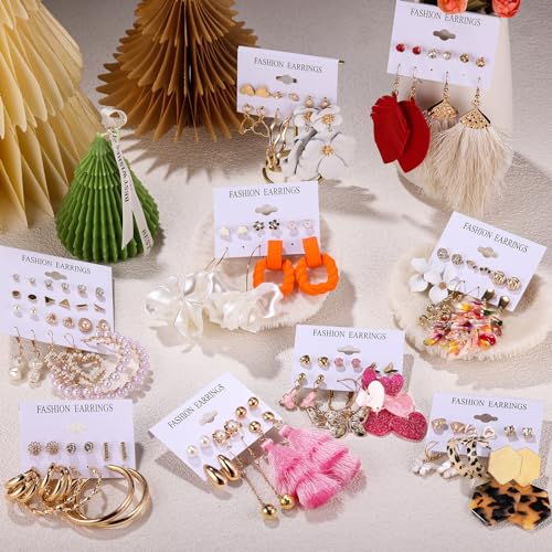 Earrings Set for Women, Funtopia Fashion Tassel Earrings Acrylic Hoop Stud Drop Dangle Earrings for Birthday Party, Assorted Styles and Colors2