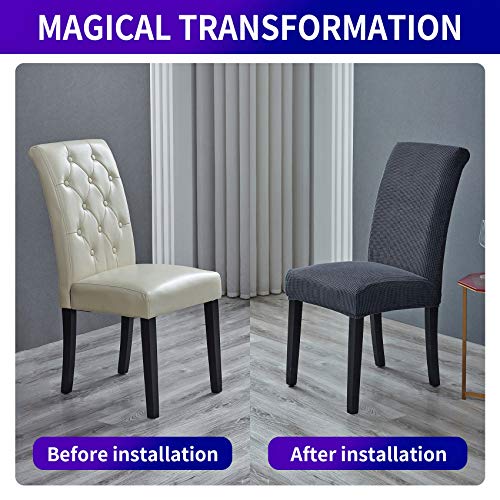 Howhic Stretch Chair Covers For Dining Room Set Of 6, Removable Washable Dining Room Chair Covers, Dining Chair Slipcovers Seat Protector, Great Home Decor And Banquet Upholstery (Gray, 6 Pack) #TOP4