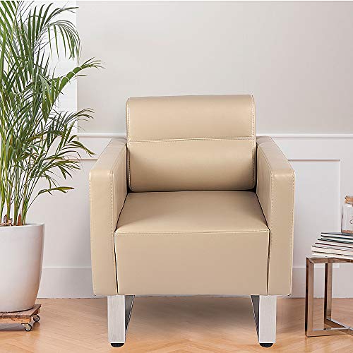 Accent Chair Arm Chair Set Of 2 Lounge Sofa Upholstered Faux Leather Club Chair Ergonomic Lumbar Support Cubic Waiting Room Reception Chair Modern For Living Room Hotel Lobby Office Salon Brush Nickel #TOP4