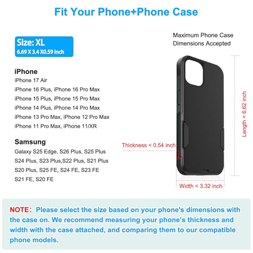Image of ykooe Cell Phone Belt Holder Holster Case for iPhone 12-16 Pro Max 17 Air