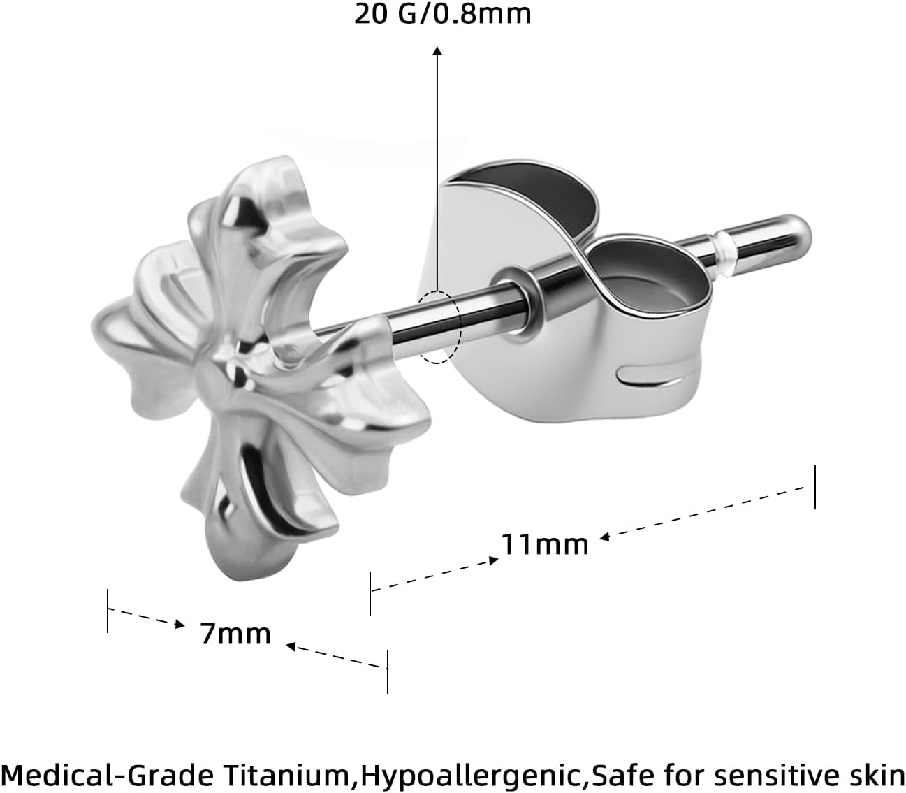 XUU Titanium Stud Earrings for Men & Women, Royal Emblems Collection, Minimalist 20G Push Back Hypoallergenic Piercing Jewelry, 10mm Post for Lobe & Cartilage (Pair) - Image 2