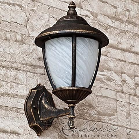 Lámpara de pared exterior LE 2 1 842 up con cristal de alabastro antiguo Cover