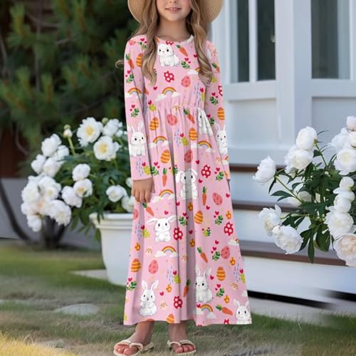 Long Maxi Dress for Girls 5t-14Year Holiday Dresses with Pockets Back to School4