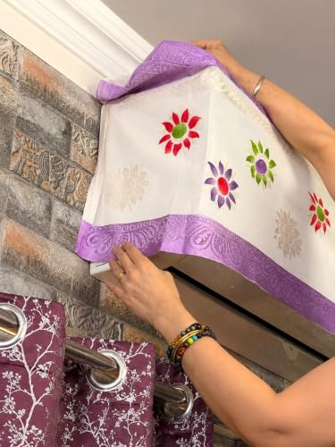 Image of Premium Cotton Net Split AC Cover for 1.5 Ton Indoor Unit | Designer Summer AC Dust Protection Cover | Stylish Protective AC Cover | 38 x 15.35 x 7.8 In | Purple Net