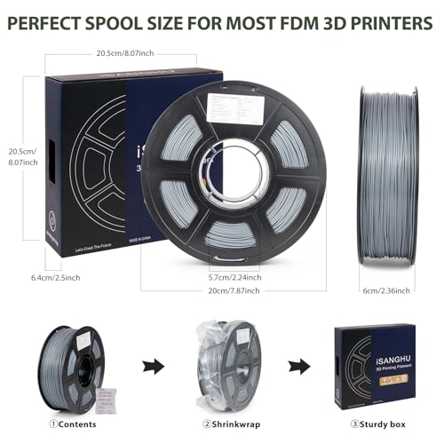 Image of ASA Filament 1.75mm, UV /Heat Resistant /Weather Resistant ASA 3D Printer Filament, Perfect for Printing Outdoor Functional Parts, Gray Filament 1kg(2.2lbs) Spool