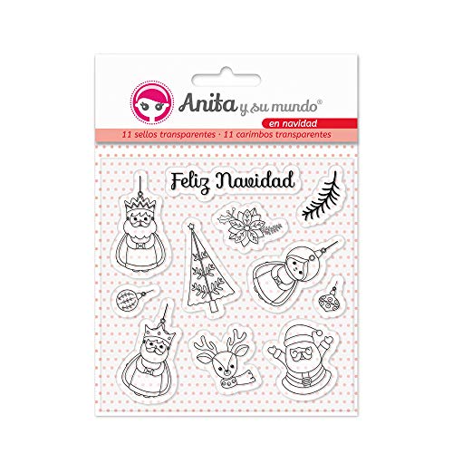 Anita y Su Mundo - Colección En Navidad Sellos de Silicona para Scrapbooking Multicolor, 16.7 x 12 cm, Paquete de 11