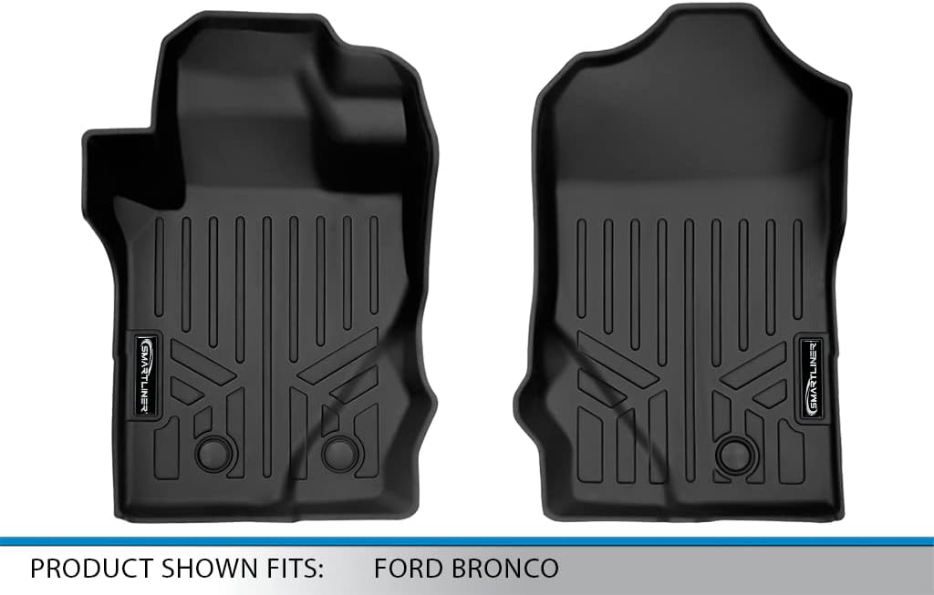 SMARTLINER All Weather Custom Fit 1st Row Floor Mat Liner Set Compatible with 2021-2025 Ford Bronco