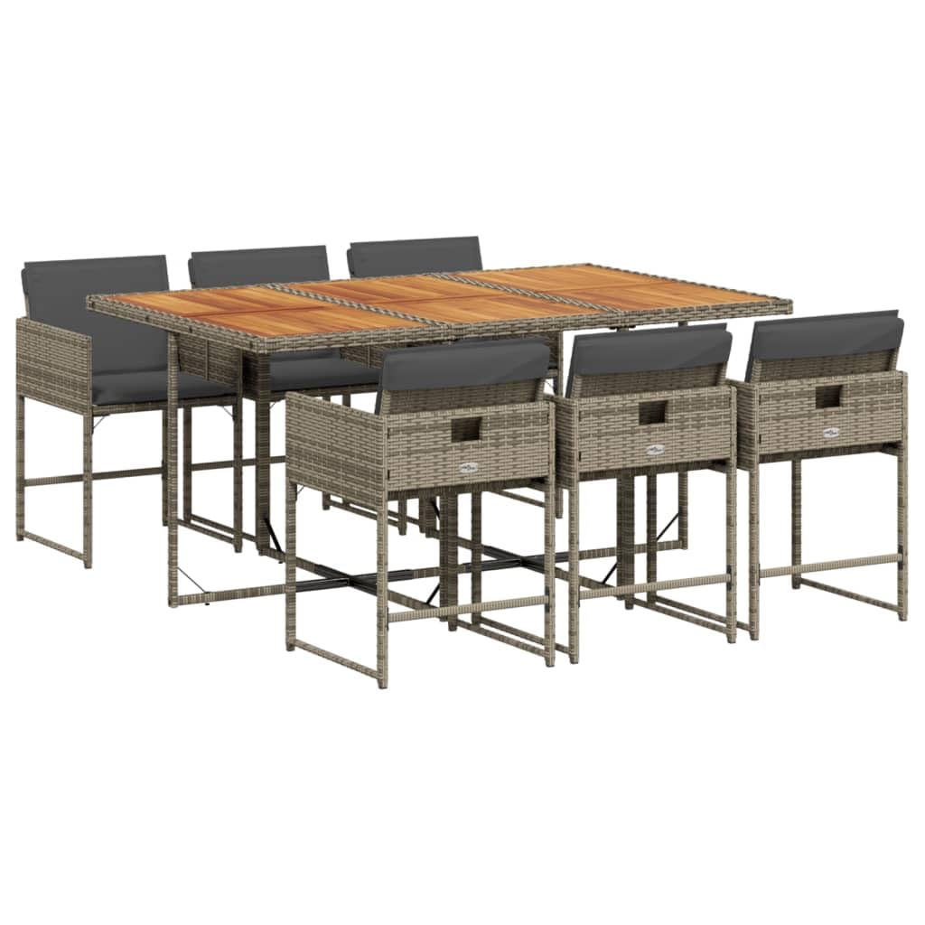 ShGaxin Set Sala da pranzo da giardino 7 pezzi e cuscini in rattan sintetico Grigio, Set Tavolo e Sedie Giardino, Tavolo Terrazza Esterno e Sedie, Set Terrazza, Mobili da Giardino Esterno - 3278041