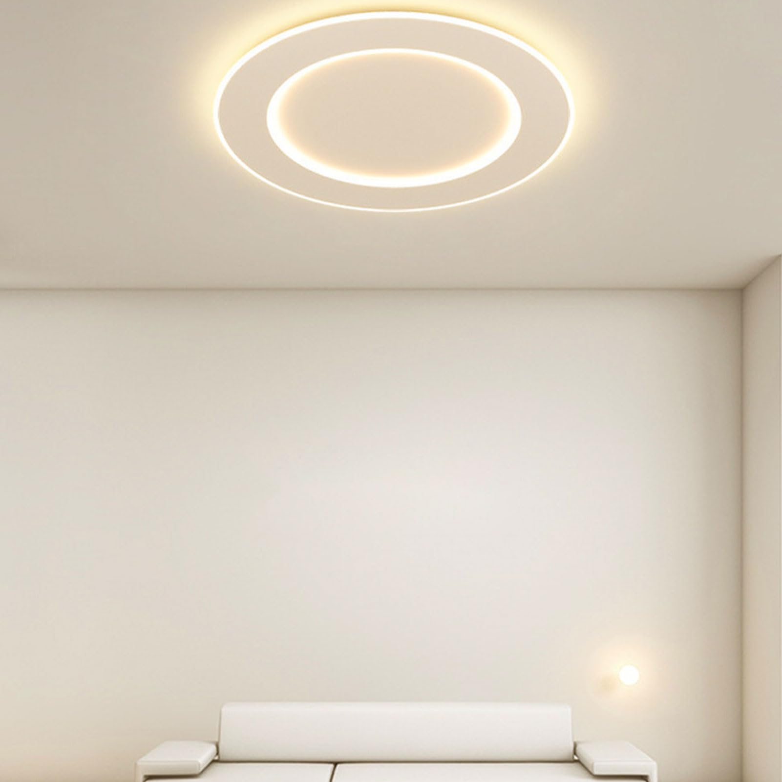 Oprawa sufitowa LED z możliwością przyciemniania nowoczesna okrągła do montażu podtynkowego z pilotem do sypialni kuchnia salon żelazny akryl 60cm 23,6 cala