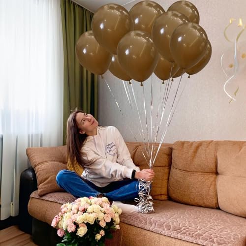Image of Jobkoo Brown Balloons 5 Inch, 60Pcs Small Light Brown Balloon Coffee Chocolate Latex Balloons 5'' Mini Matte Tan Caramel Mocha Helium Balloons for Birthday Wedding Boho Baby Shower Party Decorations