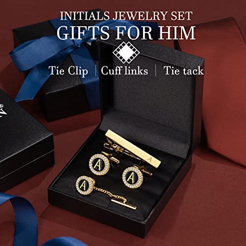 HAWSON Tie Clips, Cufflinks, Tie Tack & Lapel Pins for Men - Suitable for Neckties and French Cuff or Dress Shirt Suits - Jewelry Box Packed, Initials Designed2