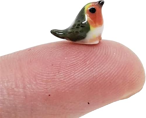 WitnyStore Pequeña figura de pájaro petirrojo de 14 de pulgada de largo, hecha a mano, hecha a mano, pintada a mano, de cerámica, petirrojos,