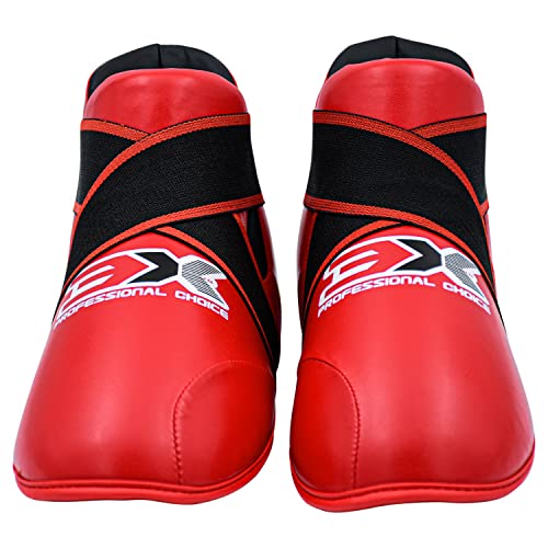Bottes de karaté Noires Le Taekwondo Arts Martiaux Sparring Kick Bottes de Boxe Bottes de Protection de Pied de Tai-Chi Rouges Couches de Coussin Souples Cousues à la Main Red Small Cover