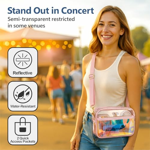 Image of PACKISM Clear Bag for Stadium Events - Small Clear Purses for Women Stadium Crossbody for Game Day, Festival, Concerts