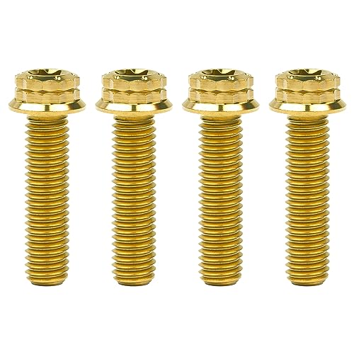 Image of Titanium Flange 12 Point Head M8 x15 20 25 30 35 40 45 50 55 60 65mm Screw Bolt Pack of 4 (M8x30mm, Gold)