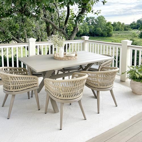 Outdoor Dining 7-Piece Set Of Cast Aluminum Patio Set With Random