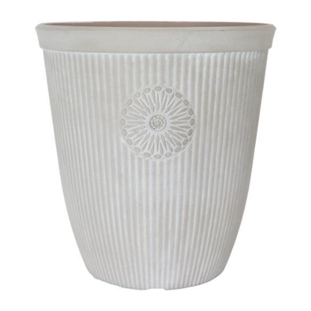 YouGarden Somerville Tall Pebble White Planter, 40cm Container For Garden Flowers