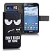 Produktbild kwmobile Samsung Galaxy S4 Mini Hülle - Kunstleder Wallet Case für Samsung Galaxy S4 Mini mit Kartenfächern und Stand - Don't Touch My Phone Design Weiß Schwarz