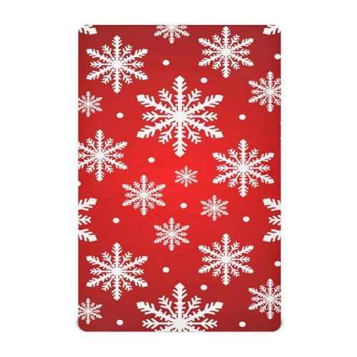 Moudou Christmas Snowflake Playard Sheet for Boy Girls, Soft Breathable Fitted Toddler Sheet for Standard Playard Bed Mattress, 39 x 27 x 5 Inch