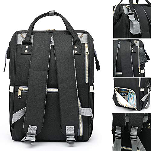 Bolsa Mochila Maternidade Madami Multifuncional Espaçosa C/Gancho para carrinho (Preto)