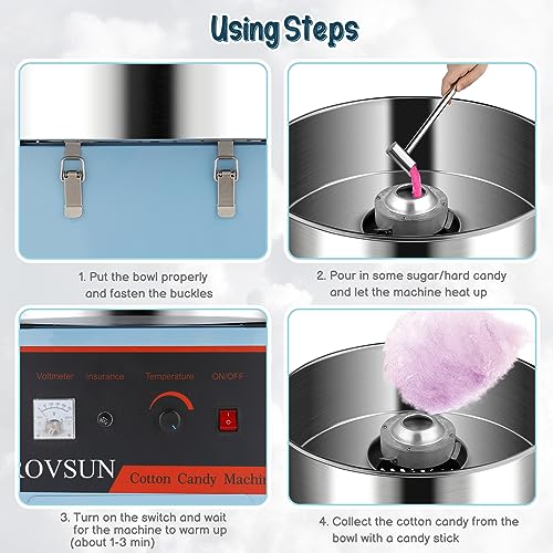 image for ROVSUN 21 Inch Cotton Candy Machine Cart, Commercial Cotton Candy Make