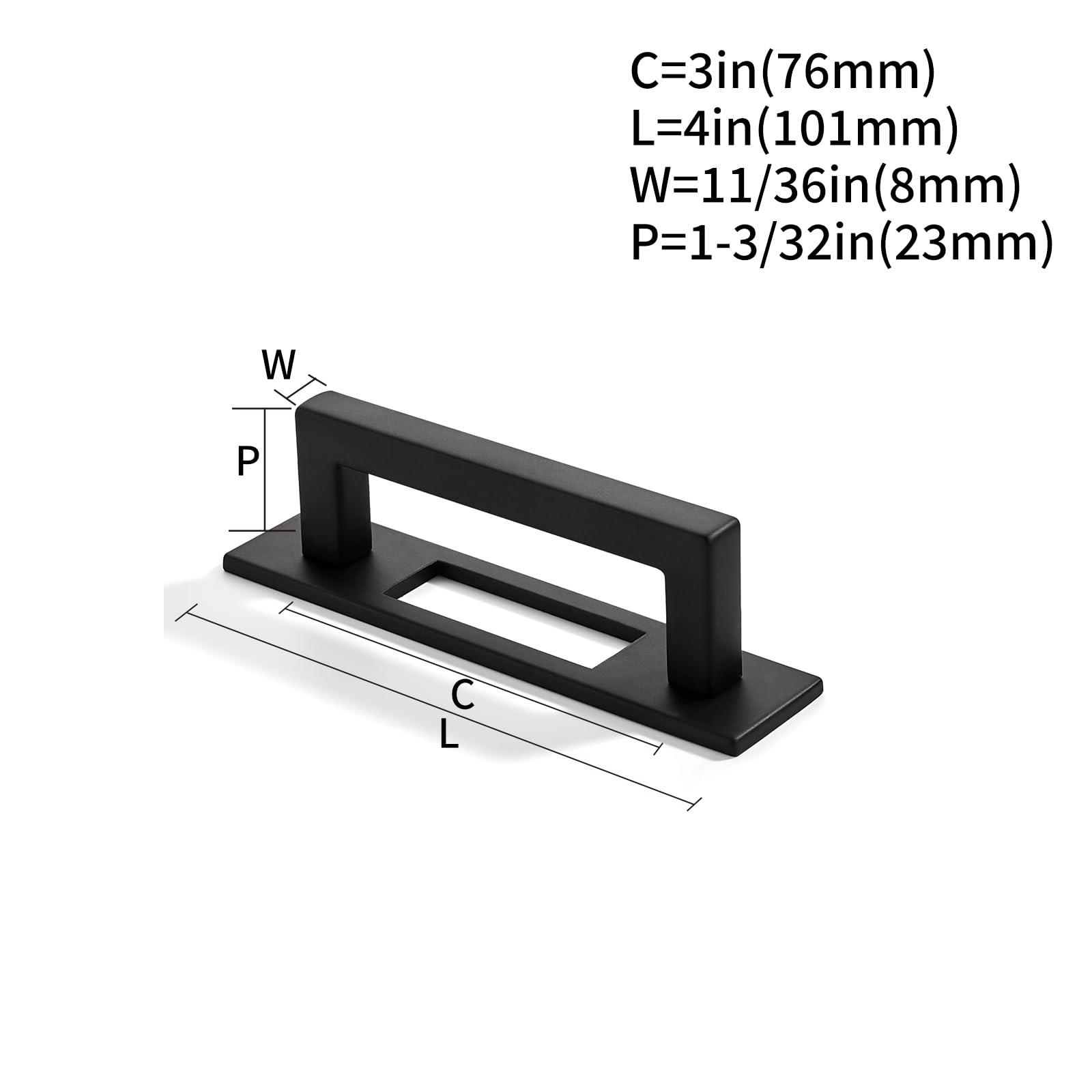 KHTUMEWARE-207BP Matte Black Cabinet Pulls CTC 3 in (76 mm) 5-Pack in Matte Black — KHTUMEWARE