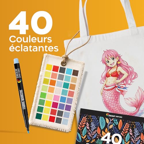 40 marqueurs textile et tissu