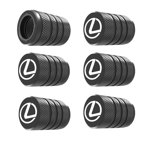 WEDNBR 6pc Aluminum tire Valve caps with Plastic Lining for Lexus GS NX RX GX RC ES UX LX LS,Car Wheel Air caps Auto Valve Stem Caps Accessories