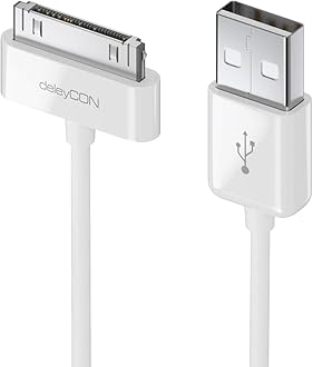 deleyCON 1 m 30-Pin USB Cable Dock Connector Sync Cable Charging Data Cable Compatible with iPhone 4s 4 3GS 3G iPad iPod - White