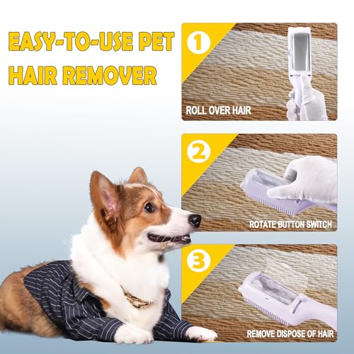 Image of 2 Pcs Cat and Dog Grooming Brush for Short Hair Pets, Shedding Brush for Indoor Cats, Dogs, Rabbits (Pale Purple)