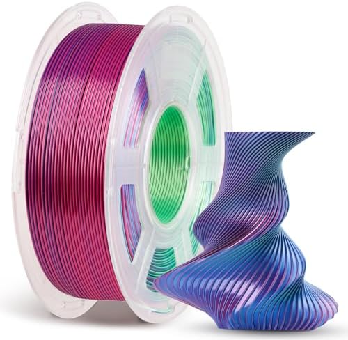 ANYCUBIC Silk PLA Filament, Tri Color PLA Silk Filament 1,75mm, 360° Farbwechsel 3D Drucker Filament, Seidentexturen Prächtige Farbe 1KG Blau Grün Lila