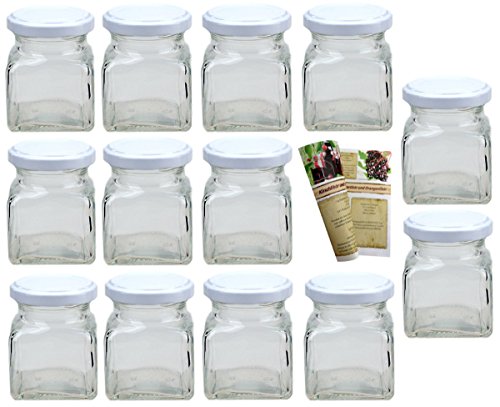 'Botella Discount 15 unidades vacías cuadradas tarros "cuadrado 120 ml incl. Cierre de Rosca (Color Blanco Cover