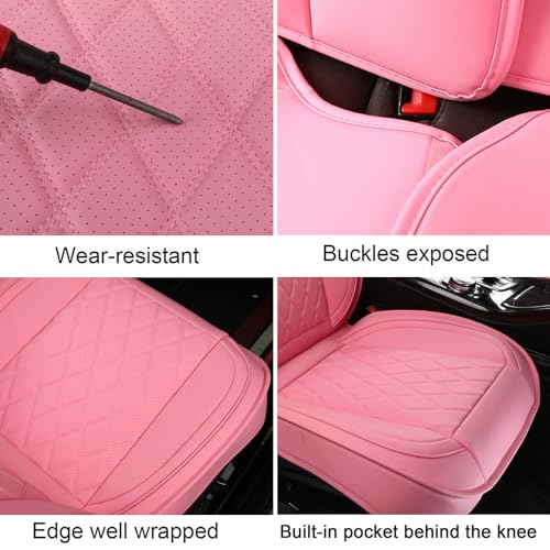 Image of MIROZO Front Seat Covers Pink,Leather Car Seat Covers Waterproof Seat Cover,Automotive Seat Covers Universal Car Seat Protector Seat Cushion for Sedan, Truck and SUV (2PCS Front, Pink)