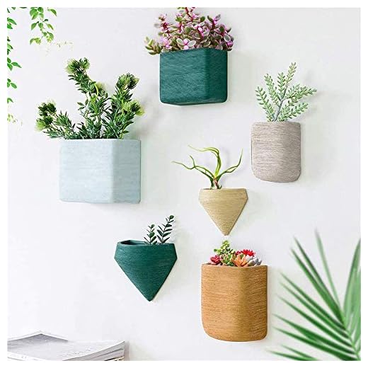 6 X Geométricas Macetas Pared Resina Cestas Colgantes,Ecosides Suculento Cactus Maceteros Pequeños para Hierbas Flores Plantas Casa y Jardín Porche Boda Pared Decor Uso en Interior Exterior,Vistoso