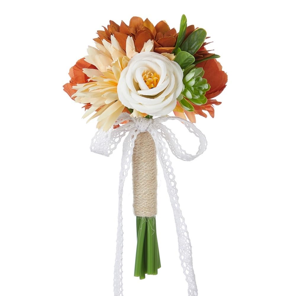 Huffa Orange Artificial Sunflower Bouquet - Small Holding Flower Arrangement For Commendation And Decoration