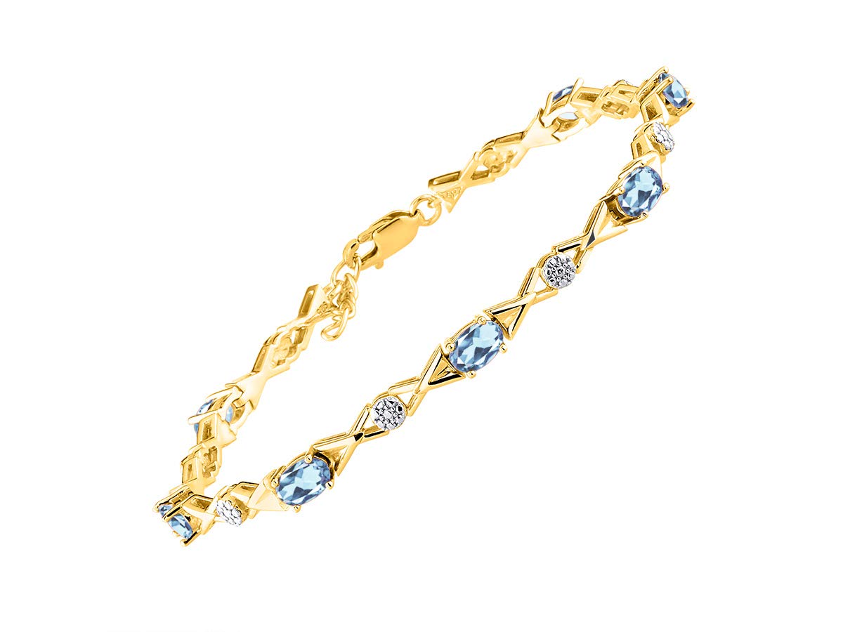 Rylos Bracelets for Women Yellow Gold Plated Silver XOXO Hugs &amp; Kisses Tennis Bracelet Gemstone &amp; Genuine Diamonds Adjustable Fit 7"-8" Wrist, 10 Gorgeous 6X4MM Jewelry for Women Friendship Bracelets