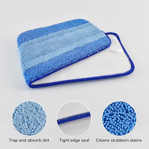 Image of Mop Replacement Pads for Bona, Microfiber Cleaning Pad for Bona, 3 Pack 18 Inch Mop Cleaning Pads for Bona Hardwood & Hard Surface Floors, Reusable & Washable & Microfiber Mop Pads for Bona Mop