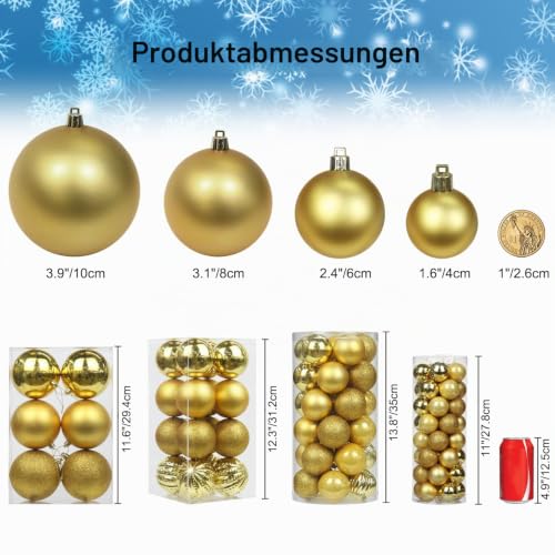 6CM Weihnachtsdeko Weihnachtskugeln, 25 Stücke Bruchsiche Christbaumkugeln Ornamente Weihnachtsbaumschmuck für Weihnachtsbaum… – Ansicht 3