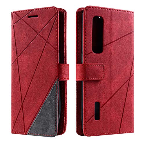 SONWO Cover per Oppo Find X2 PRO, Flip Caso in PU Pelle Case Cover Portafoglio Custodia per Oppo Find X2 PRO, [Kickstand] [Slot per Schede], Rosso