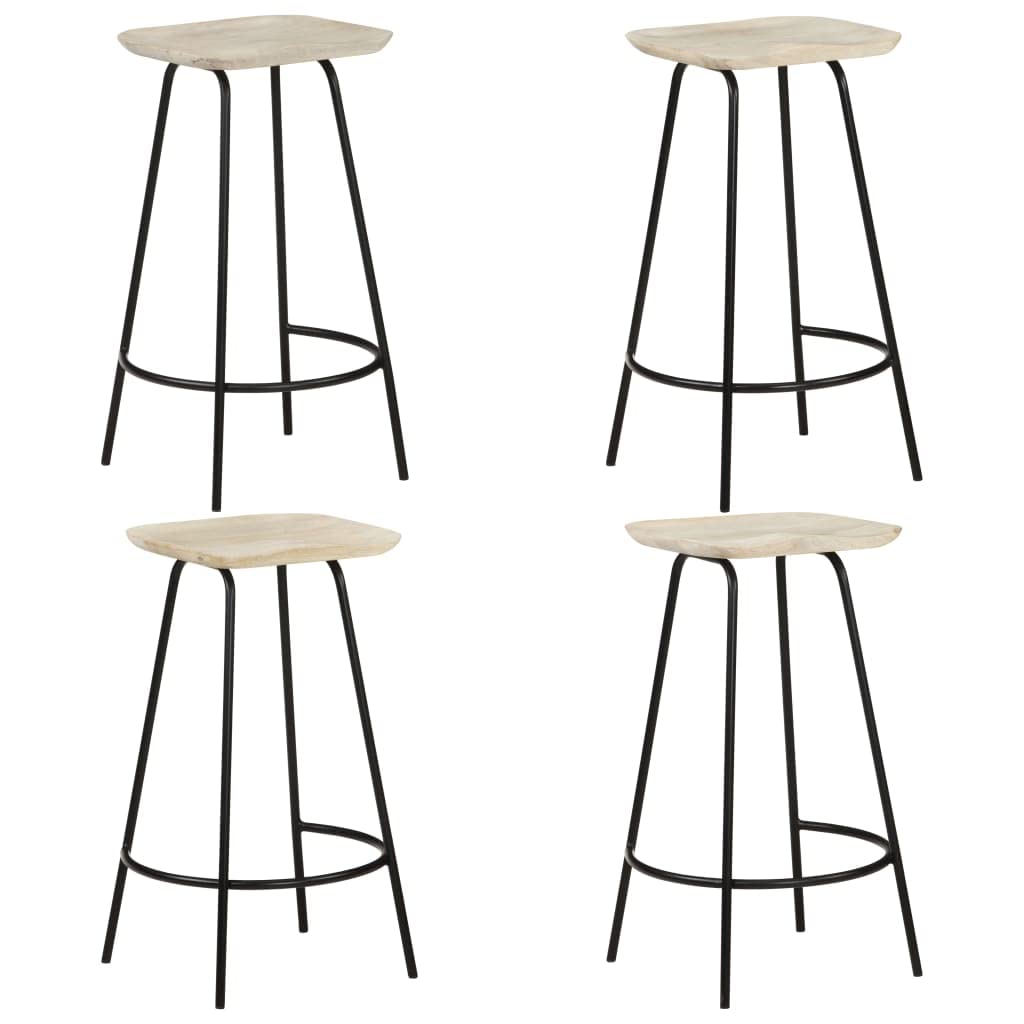 Tabourets de bar en bois massif blanchi d'ébénisterie authentique